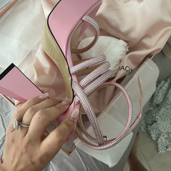 Mach and Mach crystal pink block chunky heel strappy shoe size 39.5 - Picture 4 of 13